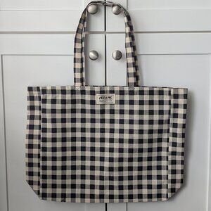 Sezane Black and Cream Gingham Tote